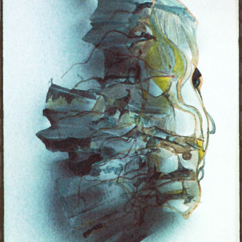 Digitale Kunst mit dem Titel "Änkan" von Johann Sidlo, Original-Kunstwerk, Aquarell Auf Keilrahmen aus Holz montiert