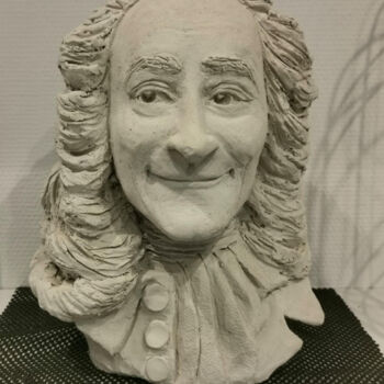 Sculpture titled "Voltaire" by Johanne Mcleod, Original Artwork, Clay