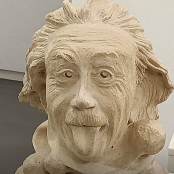 Skulptur mit dem Titel "Einstein" von Johanne Mcleod, Original-Kunstwerk, Ton