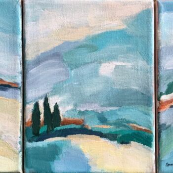 Painting titled "Triptyque pastel" by Johanne Spinella, Original Artwork, Acrylic