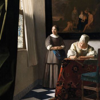 Ζωγραφική με τίτλο "Femme écrivant une…" από Johannes Vermeer, Αυθεντικά έργα τέχνης, Λάδι