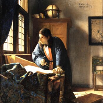 Картина под названием "Le géographe" - Johannes Vermeer, Подлинное произведение искусства, Масло