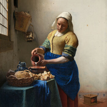 Картина под названием "La laitière" - Johannes Vermeer, Подлинное произведение искусства, Масло