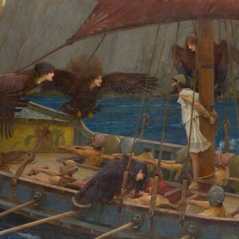 绘画 标题为“Ulysse et les Sirèn…” 由John William Waterhouse, 原创艺术品, 油