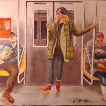 Peinture intitulée "Metro NY 6" par Mc Kenzie, Œuvre d'art originale, Huile