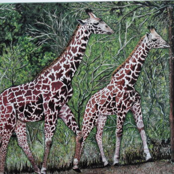 「peinture girafe」というタイトルの絵画 Jokyによって, オリジナルのアートワーク, オイル