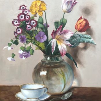 Pintura titulada "Flower still life" por Jolanta Limonada, Obra de arte original, Oleo