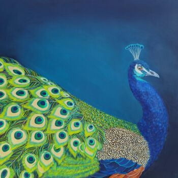 Peinture intitulée "Peacock" par Jolanta Rabenstein, Œuvre d'art originale, Acrylique