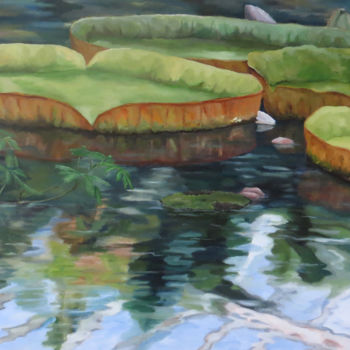 「reuzewaterlelies-va…」というタイトルの絵画 Jolie Artによって, オリジナルのアートワーク, アクリル