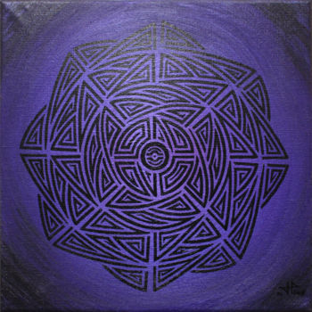 Pintura titulada "Violet tribal" por Jonathan Pradillon, Obra de arte original, Acrílico Montado en Bastidor de camilla de m…