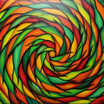 Pintura intitulada "Spirale verdoyante…" por Jonathan Pradillon, Obras de arte originais, Acrílico Montado em Armação em mad…