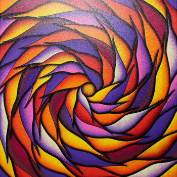 Malerei mit dem Titel "Spirale rougeoyante…" von Jonathan Pradillon, Original-Kunstwerk, Acryl Auf Keilrahmen aus Holz monti…