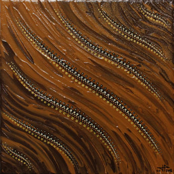 Картина под названием "Fluide marron" - Jonathan Pradillon, Подлинное произведение искусства, Акрил Установлен на Деревянная…