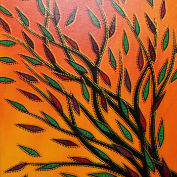 Peinture intitulée "Végétation colorée." par Jonathan Pradillon, Œuvre d'art originale, Acrylique Monté sur Carton