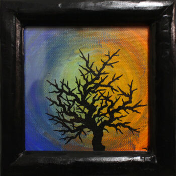 Painting titled "Silhouette d’arbre…" by Jonathan Pradillon, Original Artwork, Acrylic Mounted on Wood Stretcher frame