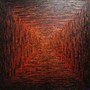 Painting titled "Dégradé carré orang…" by Jonathan Pradillon, Original Artwork, Acrylic Mounted on Wood Stretcher frame