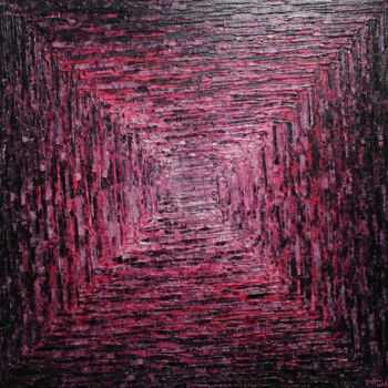 Pintura intitulada "Dégradé carré rose." por Jonathan Pradillon, Obras de arte originais, Acrílico Montado em Armação em mad…