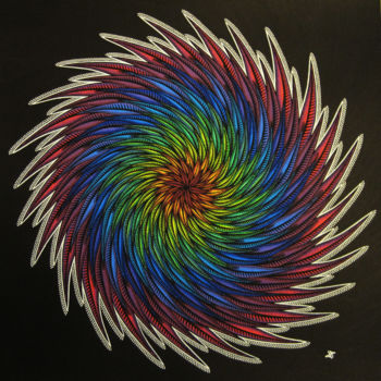 Malerei mit dem Titel "Spirale" von Jonathan Pradillon, Original-Kunstwerk, Acryl Auf Karton montiert