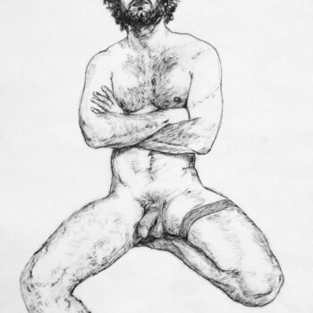 Jerôme seated nude study, Giclée print