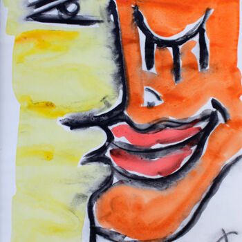 Malerei mit dem Titel "EL BESO 31" von Jorge Berlato, Original-Kunstwerk, Aquarell