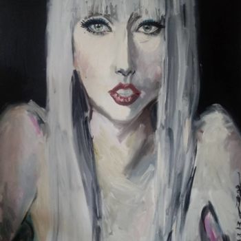 Pintura titulada "Retrato de Lady Gag…" por Jorge Quiros, Obra de arte original, Oleo