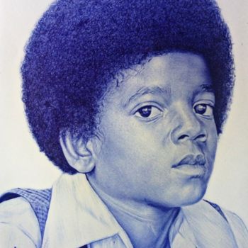 Drawing titled "Michael Jackson" by José Agube, Original Artwork, Ballpoint pen