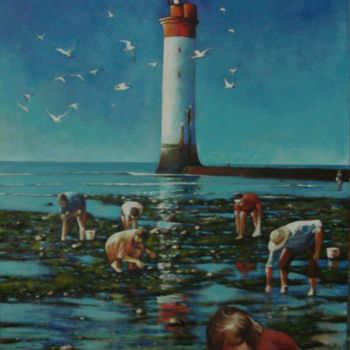 Schilderij getiteld "cueillette a maree…" door José Garcia (GARBEL), Origineel Kunstwerk, Acryl