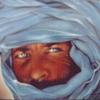 Dessin intitulée "Touareg bleu" par José Garcia (GARBEL), Œuvre d'art originale, Pastel