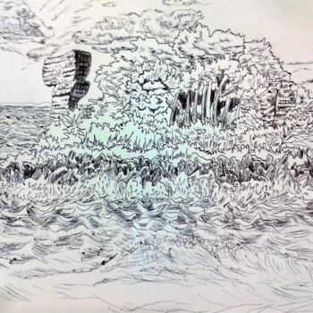 Desenho intitulada "Ilha dos monolitos…" por Jose Luis, Obras de arte originais, Canetac de aerossol