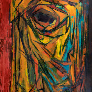 Schilderij getiteld "Rostros sin Rostro…" door José Manuel Chamorro Chamorro, Origineel Kunstwerk, Olie Gemonteerd op Houten…