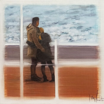 Painting titled "Mirando el mar" by José María Pinto Rey, Original Artwork, Oil Mounted on Wood Stretcher frame