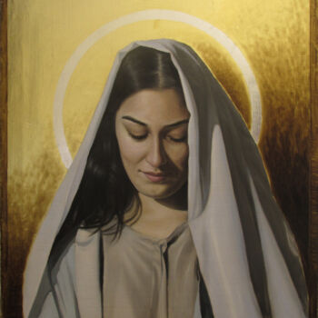 Malerei mit dem Titel "Vergine Maria" von José Pedro Santos Almeida, Original-Kunstwerk, Öl
