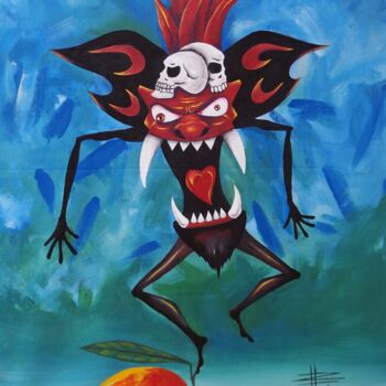 Painting titled "El Mango y El Diablo" by Jose Rosario, Original Artwork, Acrylic