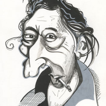 图画 标题为“Gainsbourg.jpg” 由José Van Den Bosch, 原创艺术品, 墨