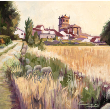 「"Pueblo de Mazateró…」というタイトルの絵画 Jose Luis Santamaria Camposによって, オリジナルのアートワーク, オイル