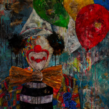 Painting titled "SERIE PAYASO 00011" by Josep Pozo, Original Artwork, Acrylic Mounted on Wood Panel