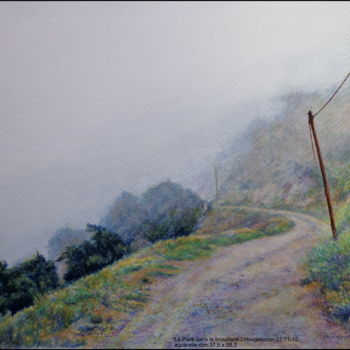 Peinture intitulée "la-piste-dans-le-br…" par Joseph Hoogeboom, Œuvre d'art originale, Aquarelle