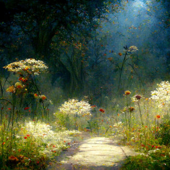 Digital Arts titled "Morning Meadow 2" by Josephine Estelle, Original Artwork, Digital Painting