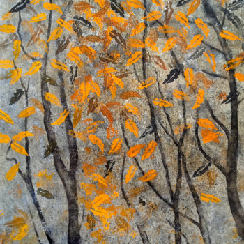 Schilderij getiteld "Lluvia de hojas" door Josep Obradors, Origineel Kunstwerk, Acryl