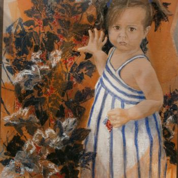 Painting titled "Daria aux Groseilles" by Jo Croiset, Original Artwork, Acrylic