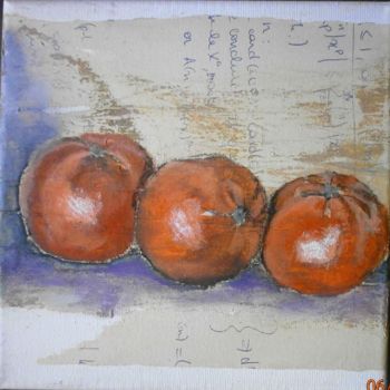 Painting titled "Mandarines 1" by Jo Croiset, Original Artwork, Acrylic
