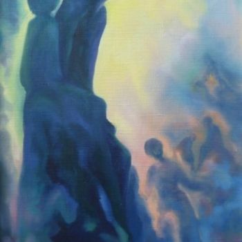 Painting titled "L'enfant et l'etern…" by Patrick Jossier, Original Artwork, Oil