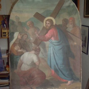 Schilderij getiteld "chemin de croix de…" door Bernard Jouan, Origineel Kunstwerk