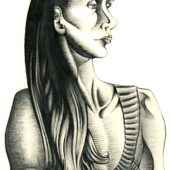 Drawing titled "Lady" by Journeymandesigns, Original Artwork, Charcoal