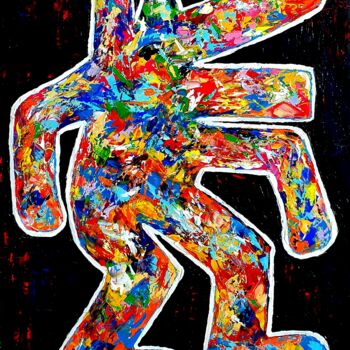 Peinture intitulée "Pollock vs Haring" par Jovanart, Œuvre d'art originale, Acrylique
