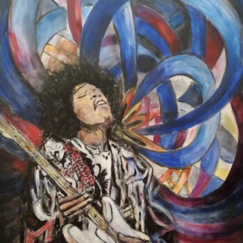 Pintura titulada "Jimi Hendrix" por Jowita Kotów, Obra de arte original, Acrílico