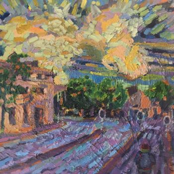 Painting titled "Sky above Amsterdam" by Joyce Van Den Engel, Original Artwork, Oil