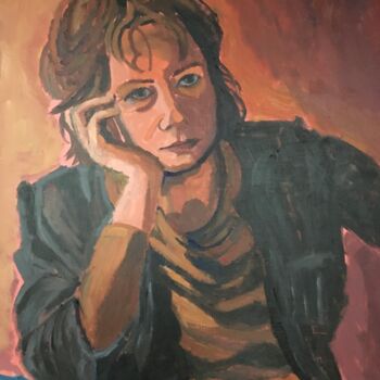 Painting titled "Selfportrait" by Joyce Van Den Engel, Original Artwork, Oil