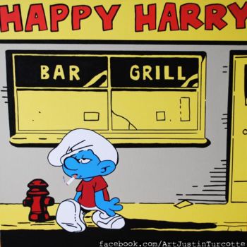 Pintura titulada "3am Smurf" por Justin Turcotte, Obra de arte original, Oleo