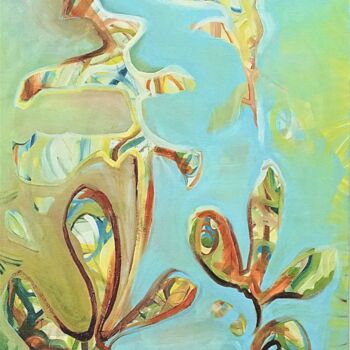 Painting titled "Paradise Garden" by Judith Riemer, Original Artwork, Oil Mounted on Wood Stretcher frame